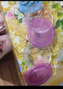 Glass Bowls with Lavender Lids (Set of 2)
