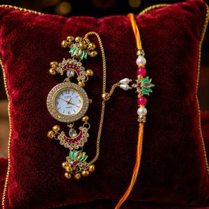 Kashmiri Watch + Rakhi Combo