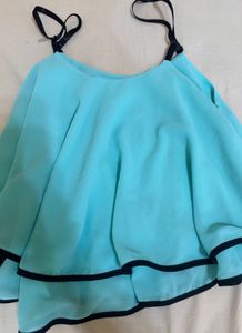 Aqua Blue Tiered Spaghetti Strap Top