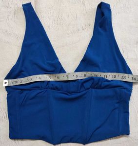 V-Neck Corset Style Blue Top