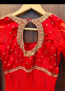 Red Kurta Set with Skirt and Dupatta