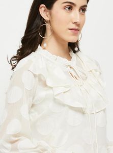🤍 MAX WHITE RUFFLED POLKA DOT TOP 🤍