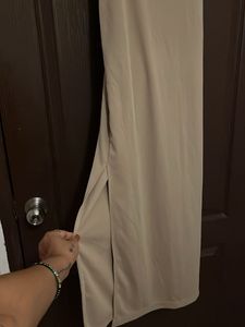 Sleek Beige Strappy Midi Dress
