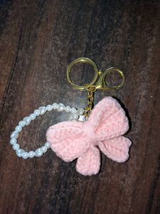 Handmade Pink Bow Keychain