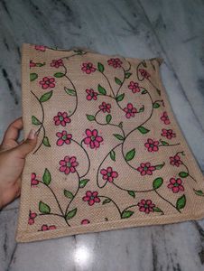 Floral Jute Tote Bag