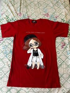 Red T-Shirt with Cute Girl Design