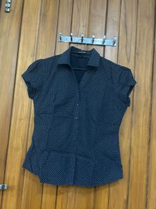 Stylish Navy Polka Dot Top