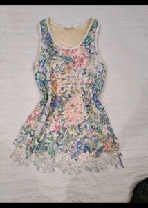 Floral Lace Trim Tank Top