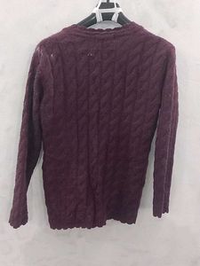 Burgundy Cable Knit Cardigan