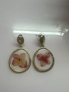Handmade Dried Flower Resin Drop Earrings