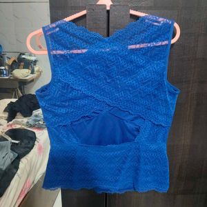 Stunning Blue Lace Wrap Top