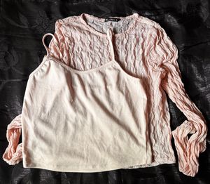 Light Pink Textured Long Sleeve Top