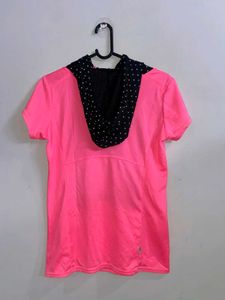 Adidas Pink &amp; Black Polka Dot Hoodie