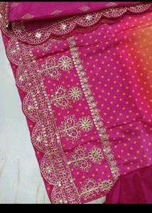 bust 46 Stunning Pink &amp; Orange Embroidered Kurta S