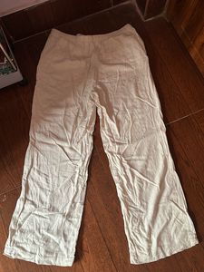 Cream Wide Leg linen trouser