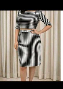 Striped Crop Top and Skirt Set