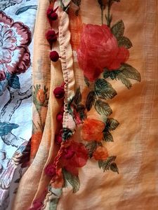 Satin Patta Saree with Pom-Pom Lace💃💃
