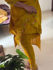 Elegant Yellow mustard Kurta Set with Dupatta