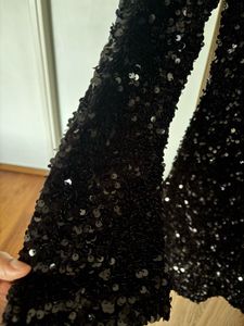 Sparkling backless Black Sequin Dress