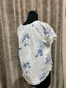 White Floral Embroidered Top