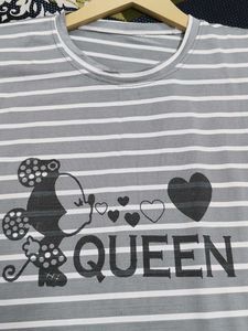 Cute Minnie Queen Striped T-Shirt