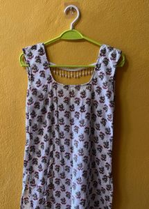 White Kurta with Floral Print