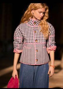 Floral Gingham Print Quilted Reversible Jacket