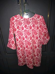 Pink Floral Print Kurta