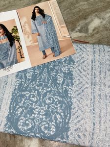 Pure Chiffon Unstitched Suit Set with Dupatta | Sk