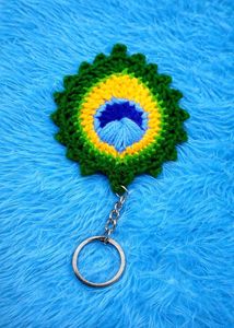 Handmade Crochet Peacock Feather Keychain