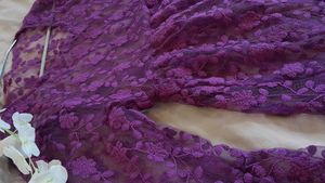 Purple Net Embroidery Top