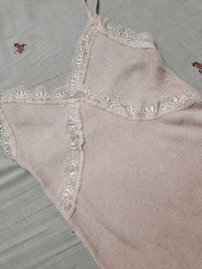 Pink Lace Trim Cami Top
