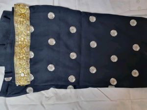 Elegant Black Kurta Set with Silver Accents