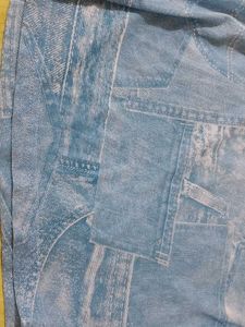 Blue Wash Denim Print Cropped Top