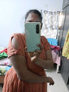 customized Peach Striped Dress length 47