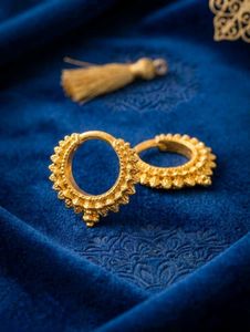 Gold Tone Ethnic Hoop Earrings
