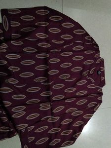 Men's Burgundy Leaf Print Shirt