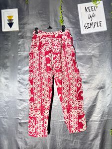 Boho Red &amp; White Patterned Pants