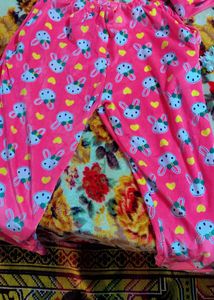 Cute Pink Bunny Print Nightsuit