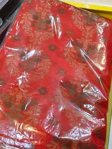 Red Saree with Golden Print