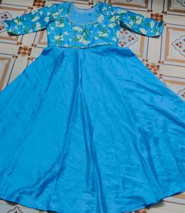 Elegant Sky Blue Floral Gown