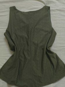 Bossini Olive Green Sleeveless Eyelet Top