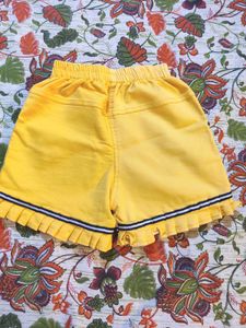 Yellow Ruffled Girl's Shorts
