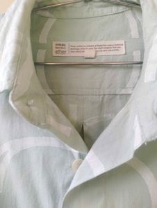 Hand painted Green Patterned Button-Up Shirt