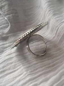 Vintage Oxidized Silver Round Mirror Ring