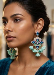 New Stunning Blue & Mint Dangle Earrings