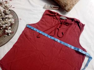 Very Beautiful Girl Wear And Rust Red Top