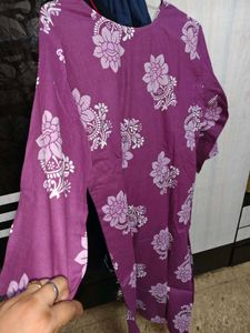 Purple Kurta Set with Zigzag Print