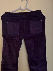 Purple Corduroy Slim Fit Pants