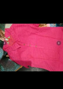 Bright Pink Textured Kurta